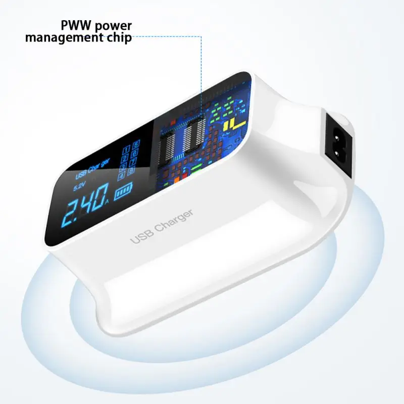 ЖК-дисплей с цифровым дисплеем зарядное устройство 8 портов USB для Xiaomi Huawei Samsung iPhone