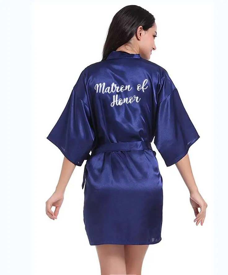 Темно синий халат белое атласное кимоно для письма подружка невесты сестра