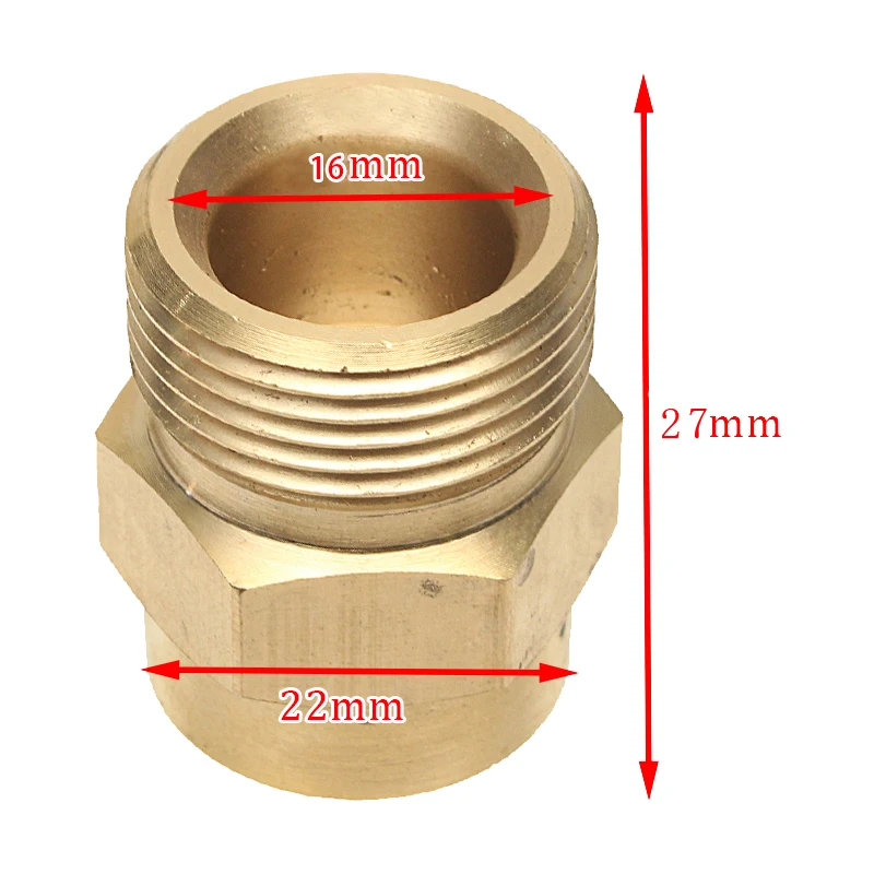 

Brass Washer Adaptor Foam Lance Adapter Coupler 1/4 F - M22 for High Pressure Water Tools