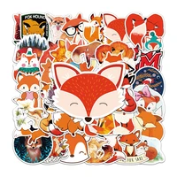 103050pcs cunning fox cute cartoon personality diy decorative sticker trunk refrigerator car creative sticker wholesale