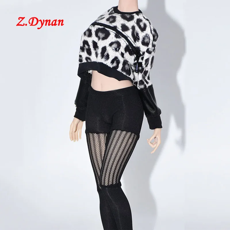 

1/6 TBLeague Female doll Leopard sweater black silk socks splicing net stockings For 12 inch action Figure Body accessories