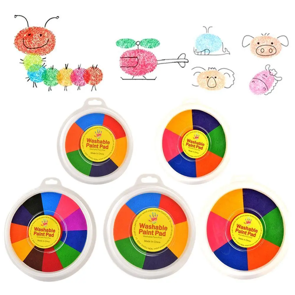 

Color Inkpad Multicolor Kindergarten Finger Painting Ink Large Pad 12-color Handprint Inkpad Children Handbook Color Inkpad I6S5