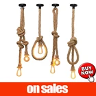 Веревка подвесной светильник Бар Кафе Ресторан Ретро Винтаж декоративный подвесной светильник Светильник E27 светодиодные лампы DIY подвесной светильник