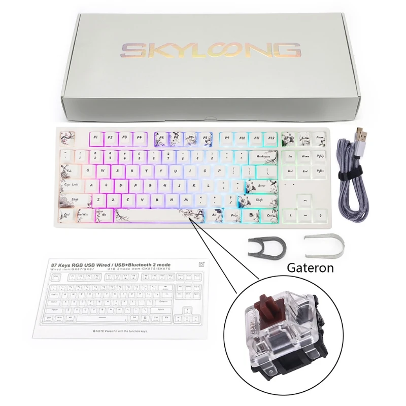 

Механическая игровая клавиатура 87 клавиш, разноцветная RGB подсветка светодиодный светодиодная подсветка, программируемая для ПК/Mac Gamer Gateron ...