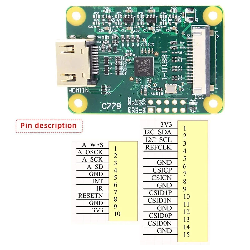 

for HDMI Input Module - Raspberry Pi Compatible - Input To CSI-2 - Support Up To 1080P25 Fps with FFC Cable
