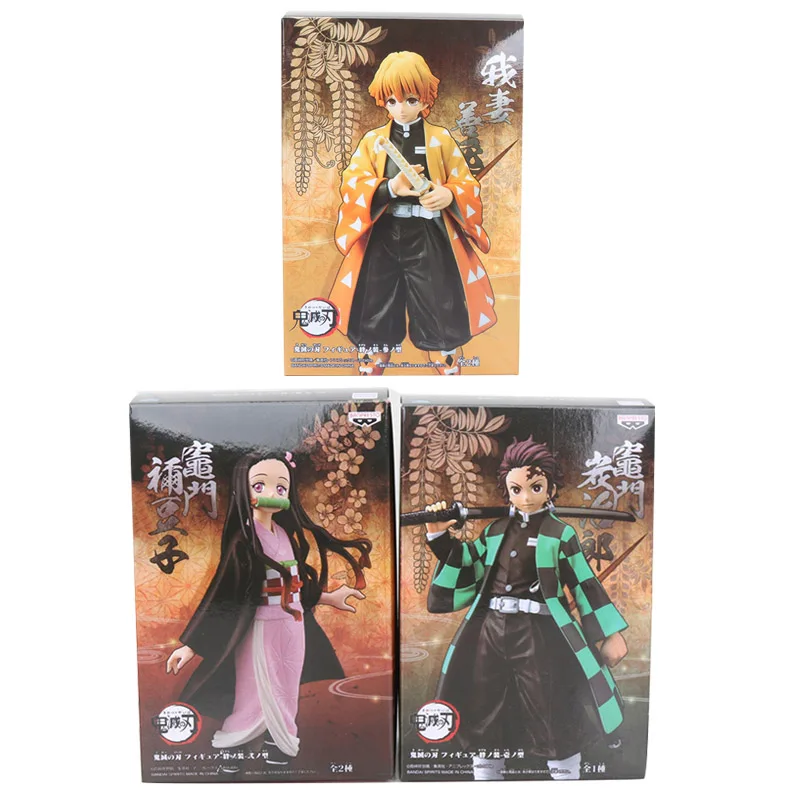 3pcs in box 16 см японского аниме демон убийца Kimetsu no Yaiba фигурка Kamado Tanjirou Nezuko ПВХ фигурка модель воина Фигурки игрушки подарки - Цвет: 3pcs in box