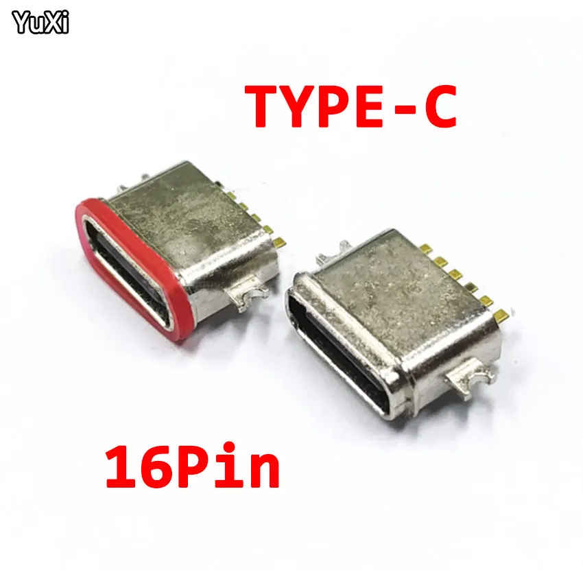 

YUXI 1-10X Type-C 16P Sinking Plate 0.8 Waterproof Female Socket USB3.1 5A High Current Single Charging Connector Socket H=6.5