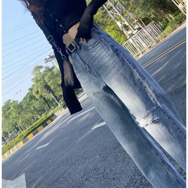 

Women Boyfriend Jeans for Women Pencil Denim Pants mom Jeans Vintage Hole High Waist Woman Elastic female washed Stretch Jeans