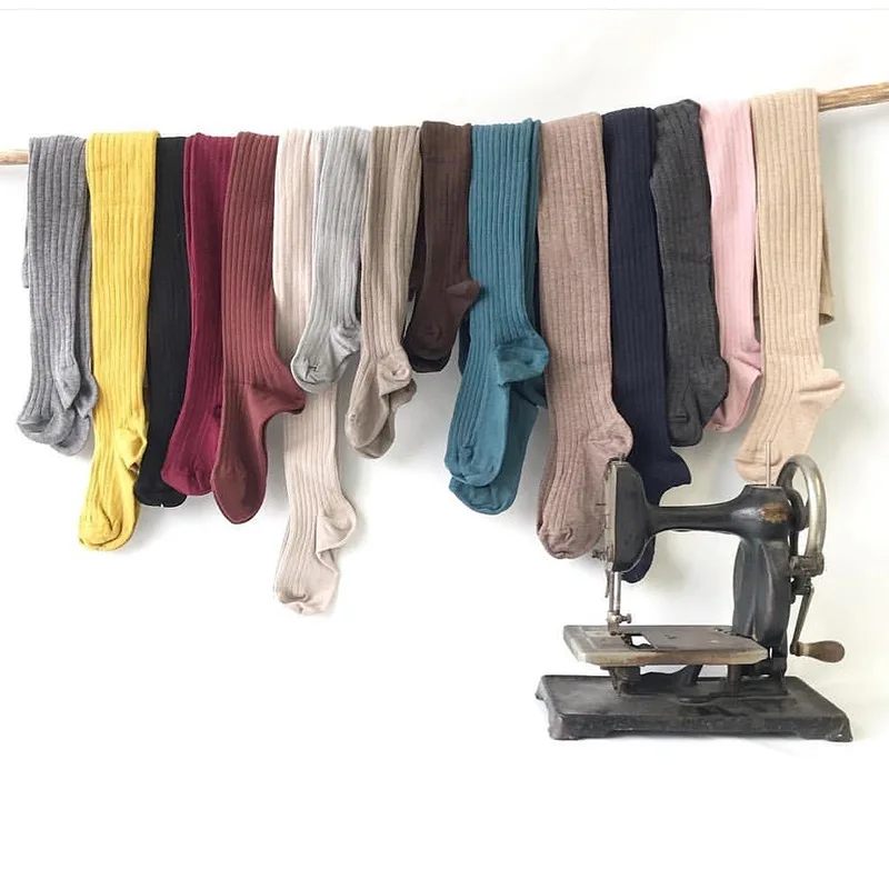 Pantimedias acanaladas para ni&ntilde;as, ropa de algod&oacute;n, Color caramelo, primavera y oto&ntilde;o, 2021-1