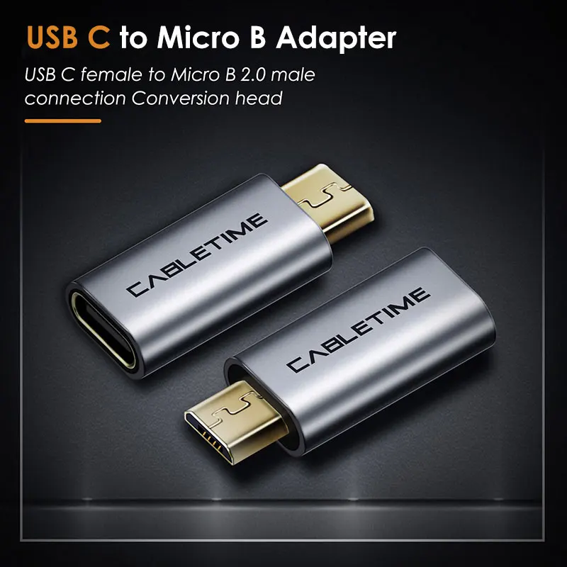 USB-адаптер Cabletime с Type C на Micro B 1 шт. зарядный преобразователь типа адаптер для