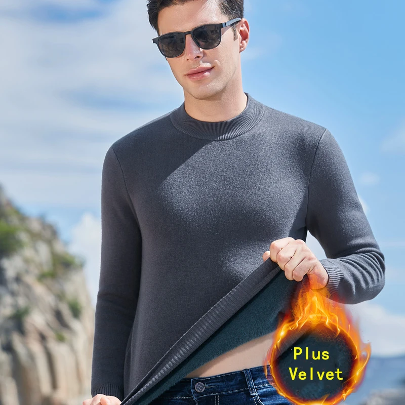 

Однотонные толстые свитера, мужская одежда UCAK, Новое поступление, уличная одежда с круглым вырезом, бархатный пуловер, одежда для мужчин U1039