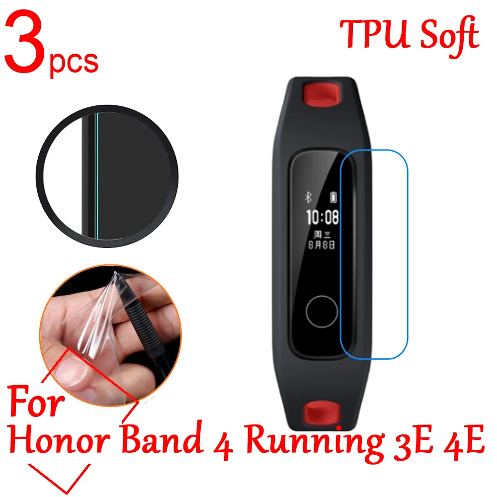 3pcs ultra clear tpu soft full screen protector film cover for huawei honor band 4 pro running 3e 4e 5i sports smartwatch film free global shipping