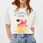 Белая хлопковая футболка с надписью BLINGPAW Teddy Bear Life Start After Coffee, унисекс, летние футболки