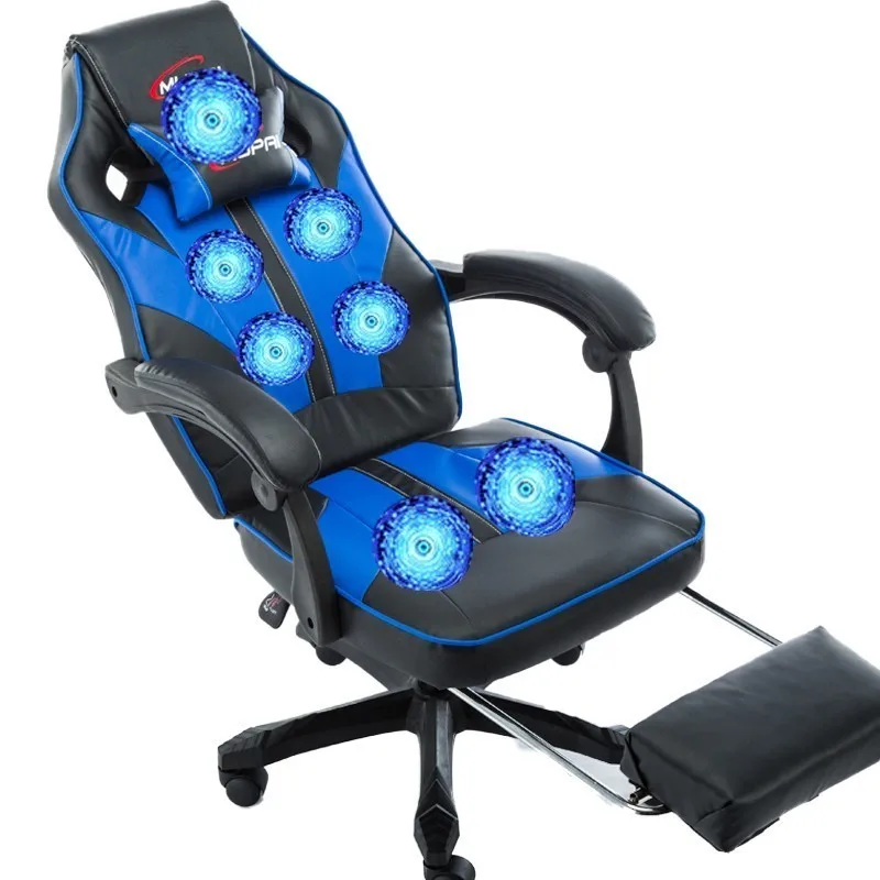 

High Quality Office Poltrona Silla Gamer Esports Chair 7 Point Massage Wheel Synthetic Leather With Footrest Can Lie Household