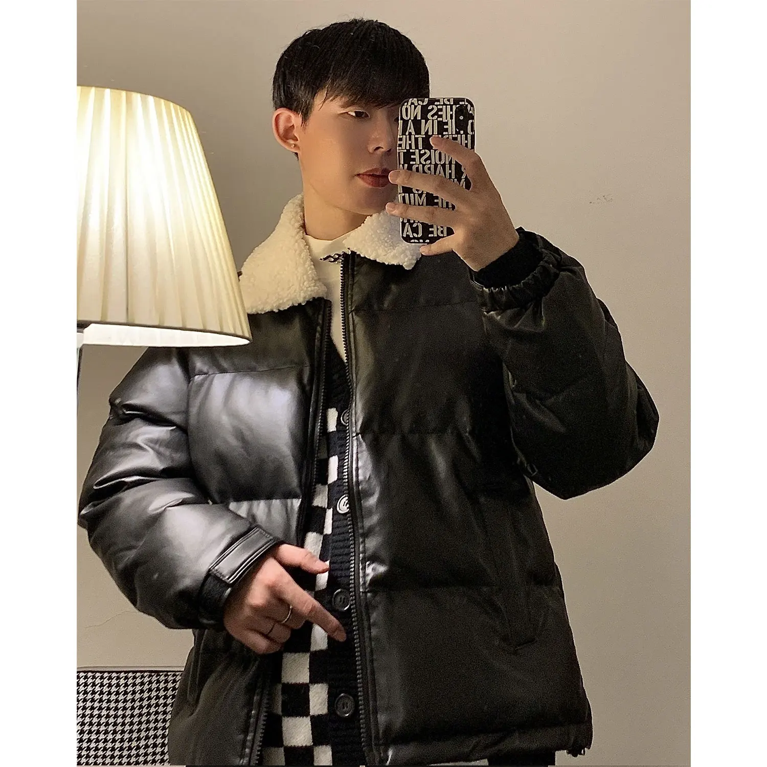 

Осенне-зимняя новая куртка из искусственного хлопка с воротником из меха ягненка Мужская и женская куртка в стиле ретро свободная Короткая Толстая Студенческая куртка