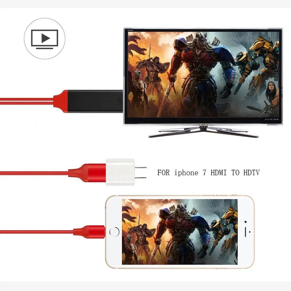 Кабель HDMI 2 м для iPhone X 8 plus 7 Plus 6 6s 5 детской адаптер кабеля HDTV TV HD1080P HDMI|SmartTV-стики и