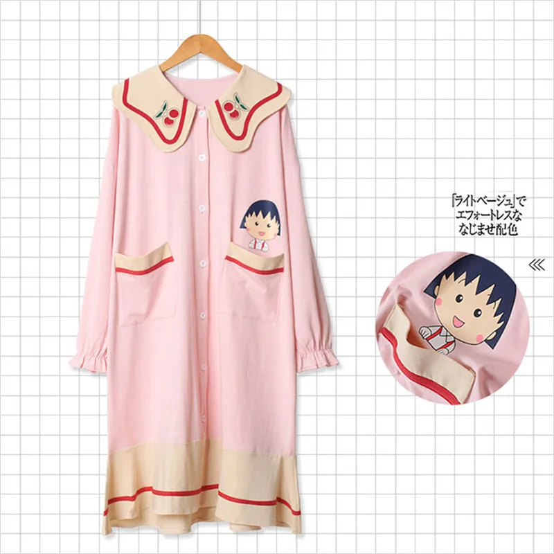 

Японский кавайный женский пижамный комплект с рисунком Чиби Маруко-Чан из чистого хлопка, розовая ночная одежда Harajuku Pjy, дропшиппинг