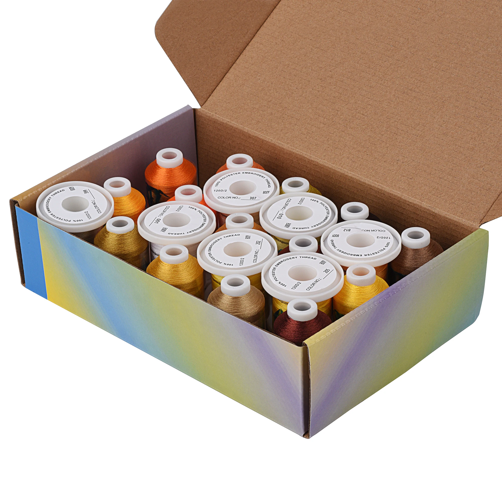 Нить для вышивальной машины Simthread из полиэстера 21 братский цвет-Золотой и