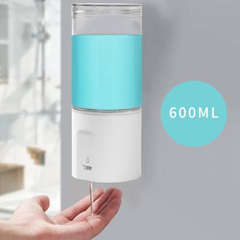 

600ml Liquid Soap Dispenser Wall Mounted Automatic Bathroom Shampoo Dish Soap Dispenser Electric for Kitchen Home Hotel Hospital