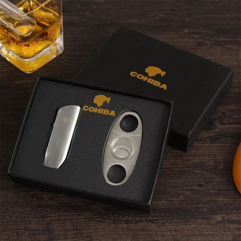 COHIBA 3 струйный фонарь зажигалка для сигар острый резак набор металлических