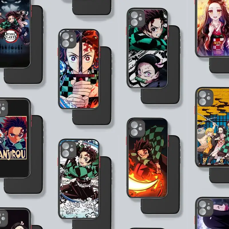 

Demon Slayer japanese anime Kimetsu no Yaiba Phone Case matte transparent For iphone 7 8 11 12 plus mini x xs xr pro max cover