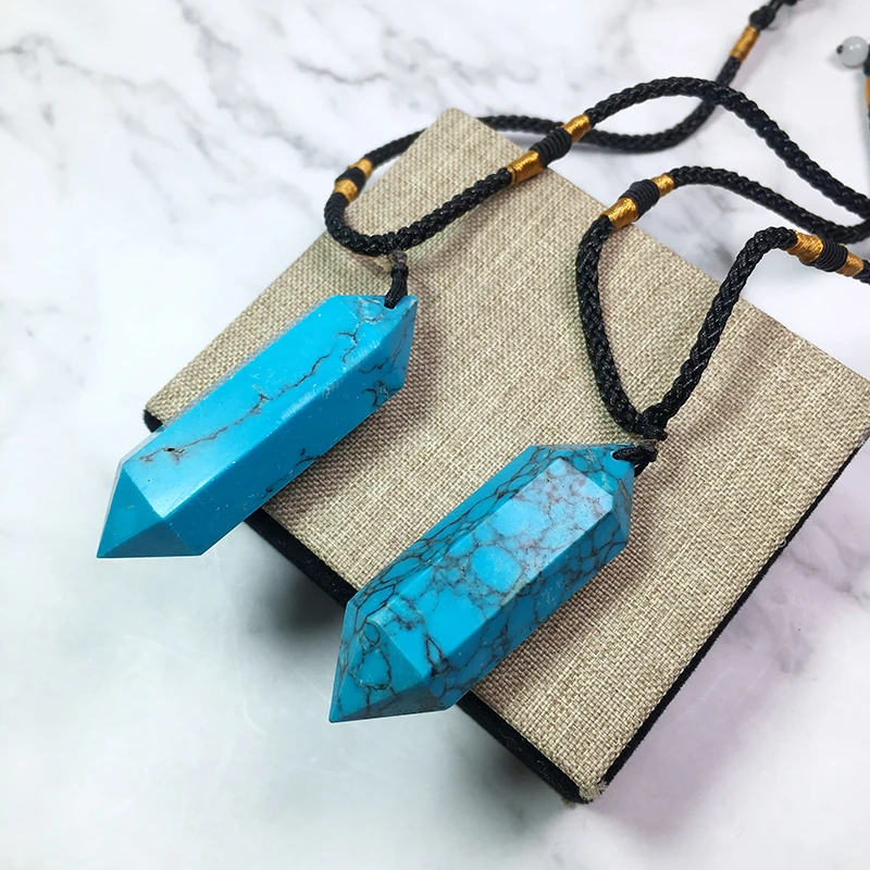 Runyangshi 1 шт. привлекательный бирюзовый камень кристалл двойная заостренная