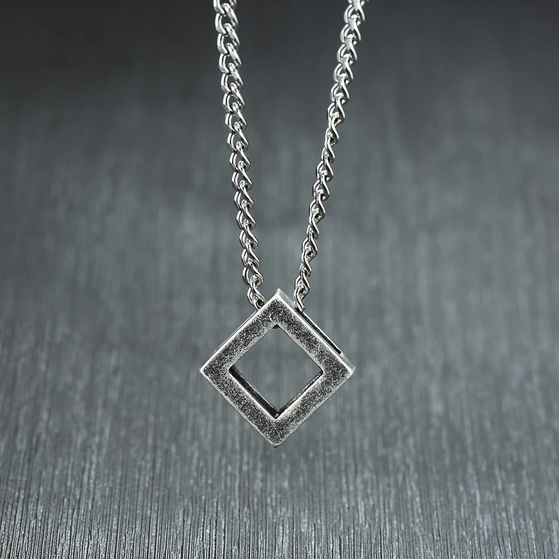Модный ожерелье куб для мужчин из нержавеющей стали Простой полый кулон мужские