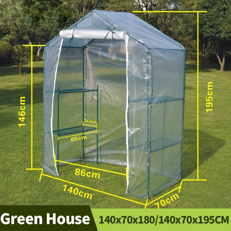 140x70x180/140x70x195CM 3 Layers Walk-in Greenhouses Agriculture Plant Covers Garden Hoods  Outdoor Rainproof Shed With Frame