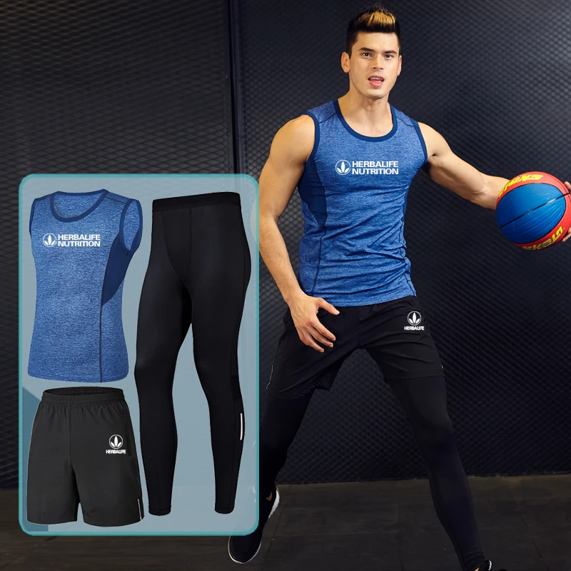 Herbalife питательный фитнес костюм мужской из трех предметов быстросохнущие