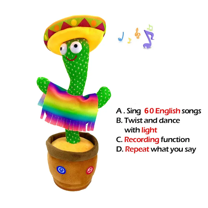 Single Electric Dance Cactus Robot Figure LED Light Sounds Music Twisting Plush Toys Kids Gifts Boys Xmas Birthday Present | Игрушки и