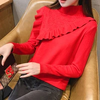 winter sweater women pullover korean fashion ruffles elegant long sleeve sweaters woman casual pull femme female clothes mujer