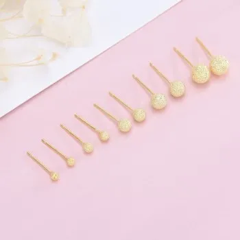 

S925 Sterling Silver Beanie Earrings Handmade Frosted Earrings Round Bead Earrings Exclusively for Simple Style E-45