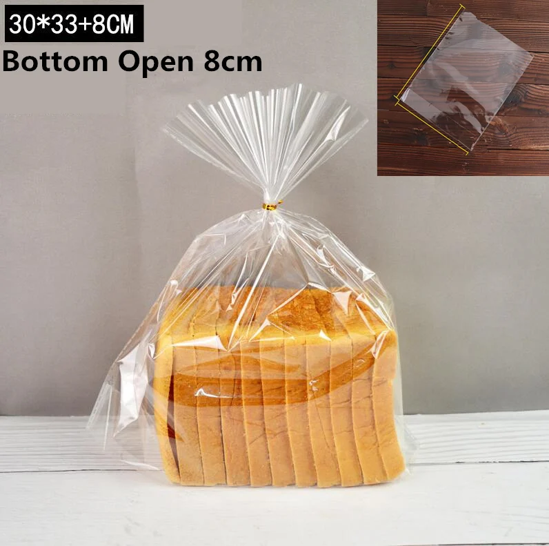 Clear 30x33cm LBSISI Life 100 шт пластиковые пакеты, прозрачный пакет для тостов, хлеба, Мягкая матовая упаковка для еды, для выпечки, для рождественской вечеринки - Цвет: Clear 30x33cm