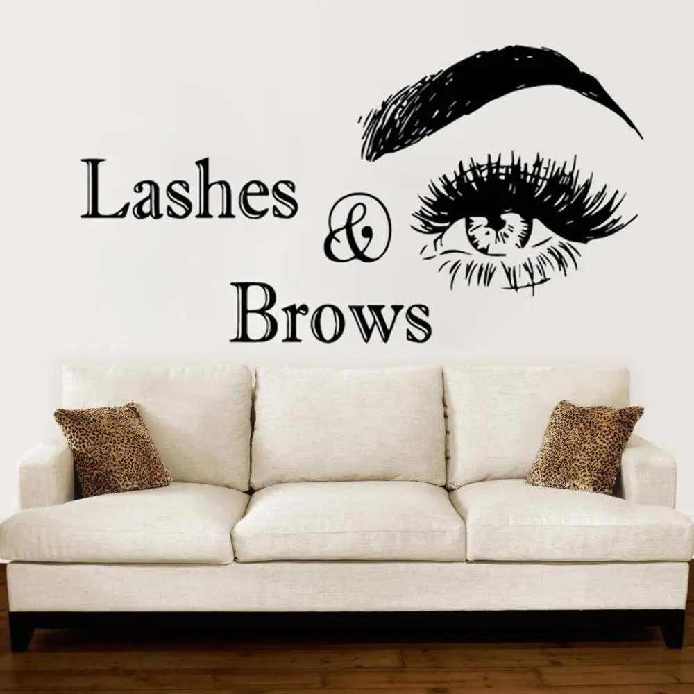 

Quotes Beauty Salon Eyes Vinyl Wall Sticker For Bedroom Living Room Decoration Lashes And Brows Decals Murals Wallpaper HQ1056