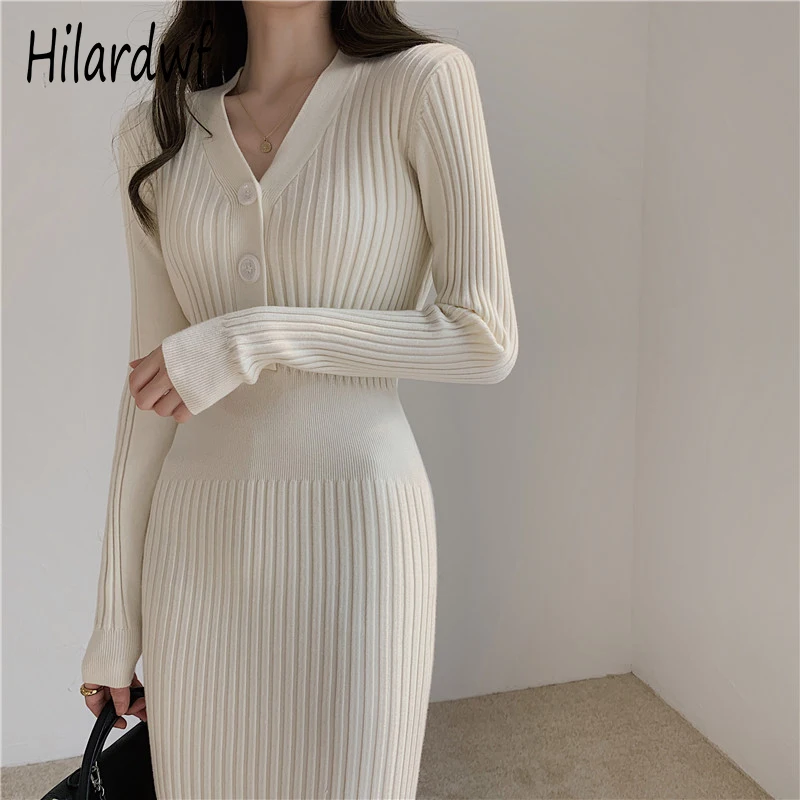 

Платье Hilardwf женское трикотажное с V-образным вырезом и длинным рукавом