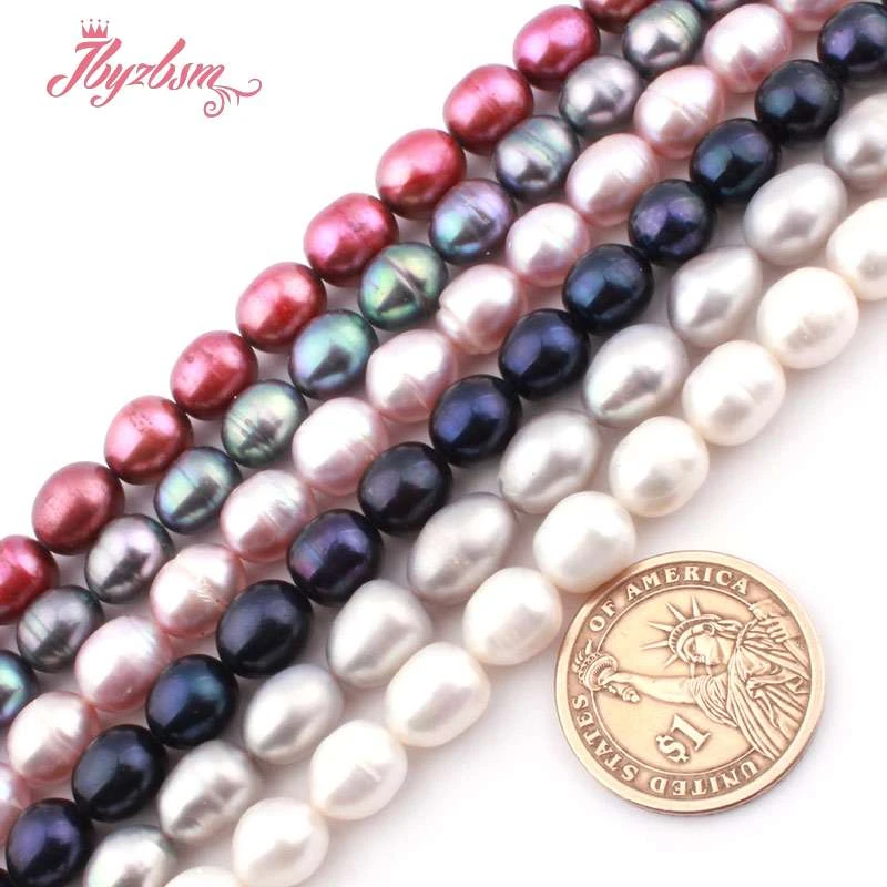 9-10 мм овальные из Пресной воды Жемчужные культивированные бусины Рыхлый