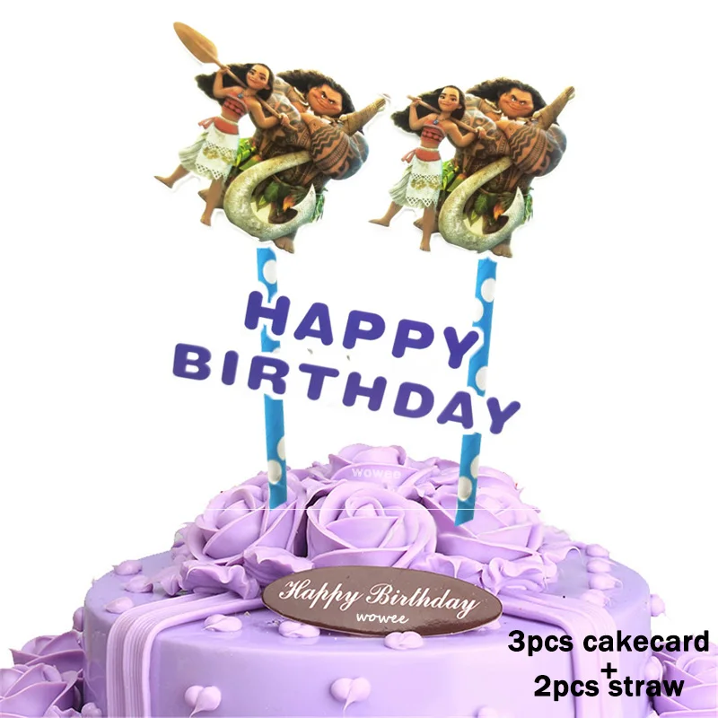 1Caketopper Flag 6 шт./компл. Забавный Моана товары для вечеринки Бумага коробка конфет Дети День рождения украшения душа ребенка Moana бумажные коробки вечерние свадебные сувениры - Цвет: 1Caketopper Flag