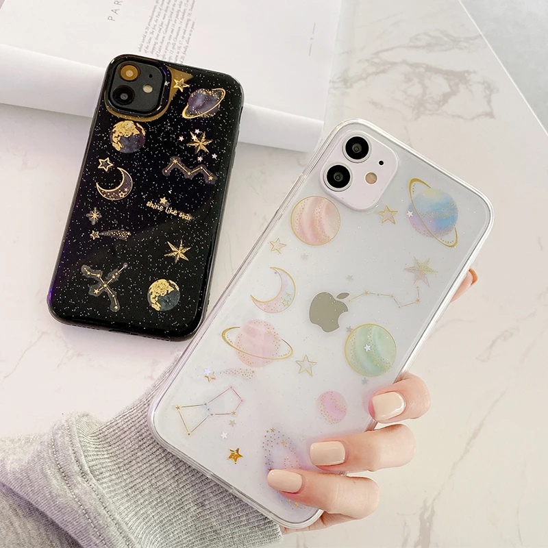 

Glitter Transparent Luxury Phone Case For iPhone 12 SE2020 11 Pro Max XS Max XR 11 7 8Plus Cute Lovely Shockproof Soft TPU Cover