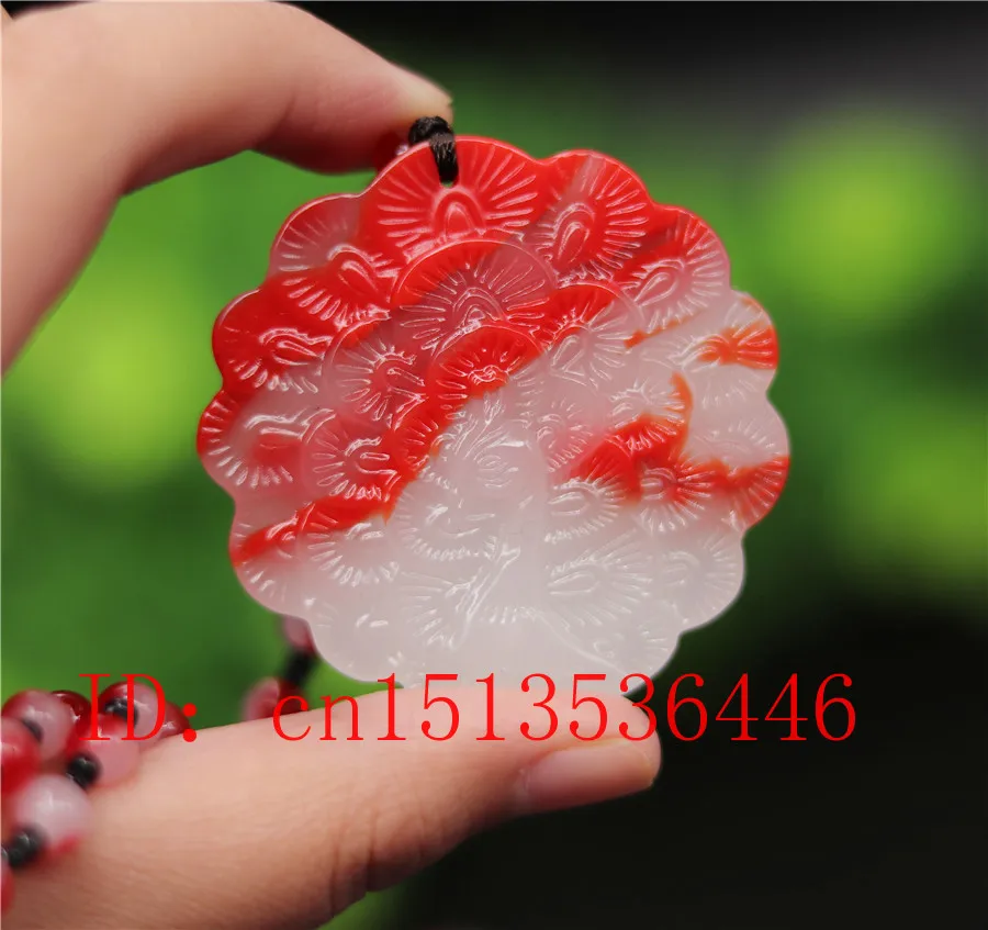 Китайский белый красный нефрит подвеска на ожерелье Павлин Шарм ювелирные