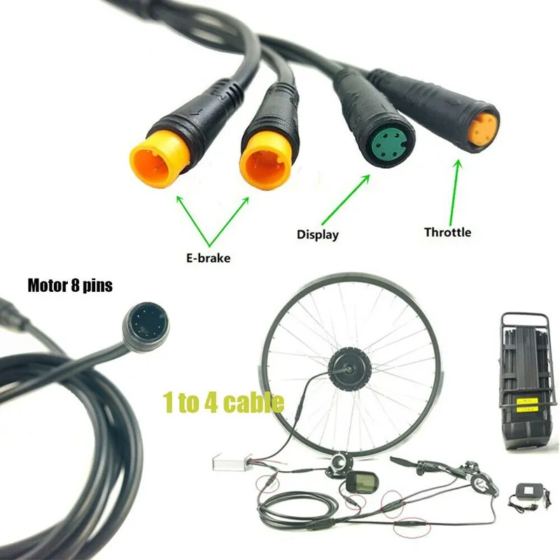 

Waterproof 8 Pins 1to 4 Cable Leads 1 in 4 Wires for Controller Motor Throttle Brake Display eBike Refit Accessories