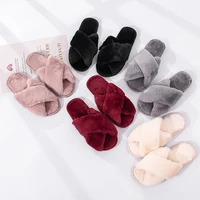 2021 new winter women house slippers indoor fur non slip luxury designer shoes ladies soft flats furry size 36 43