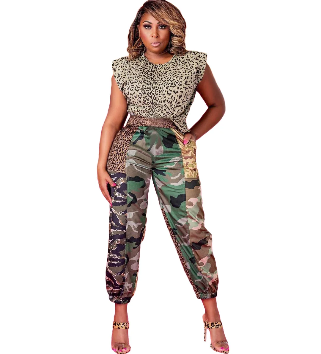 

Брюки-карго женские камуфляжные, свободные, с карманами