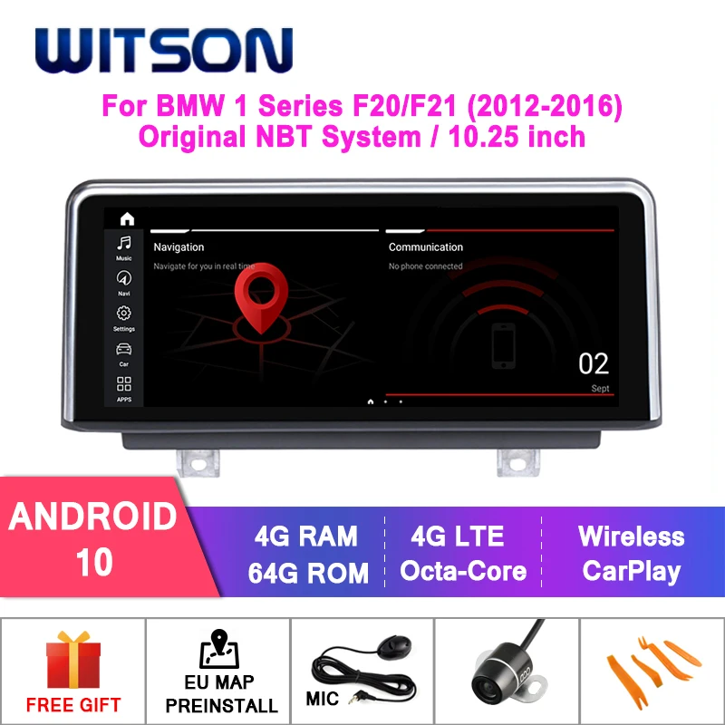 

WITSON Android 10.0 10.25" CAR DVD GPS For BMW 1 Series F20/F21 2012-2016 right hand 4GB+64GB car stereo multimedia NBT system