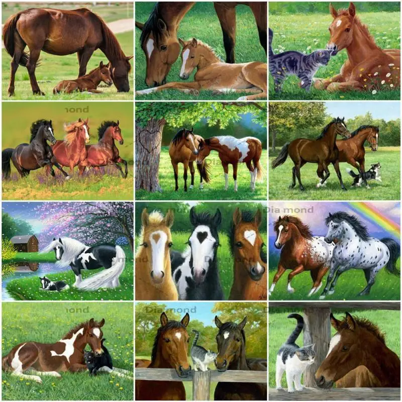 

Diamond Painting Horse Cross Stitch Home Decor Needlework Gift 5D DIY Diamond Embroidery Animal Picture Home Decoration