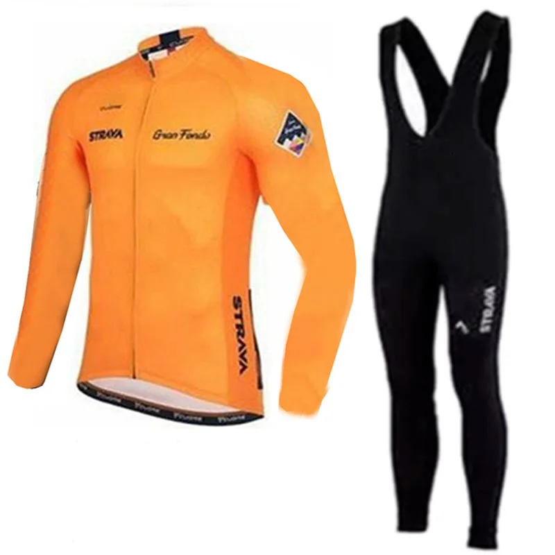 

Strava Men's Cycling Jersey Long sleeve set MTB Bike Clothing Maillot Ropa Ciclismo Hombre Bicycle Wear 9D GEL bib pants