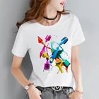 Новая летняя женская футболка, модная женская футболка с 3D принтом лака для ногтей, Женская Футболка Harajuku с 0 воротником, женская одежда, белая футболка
