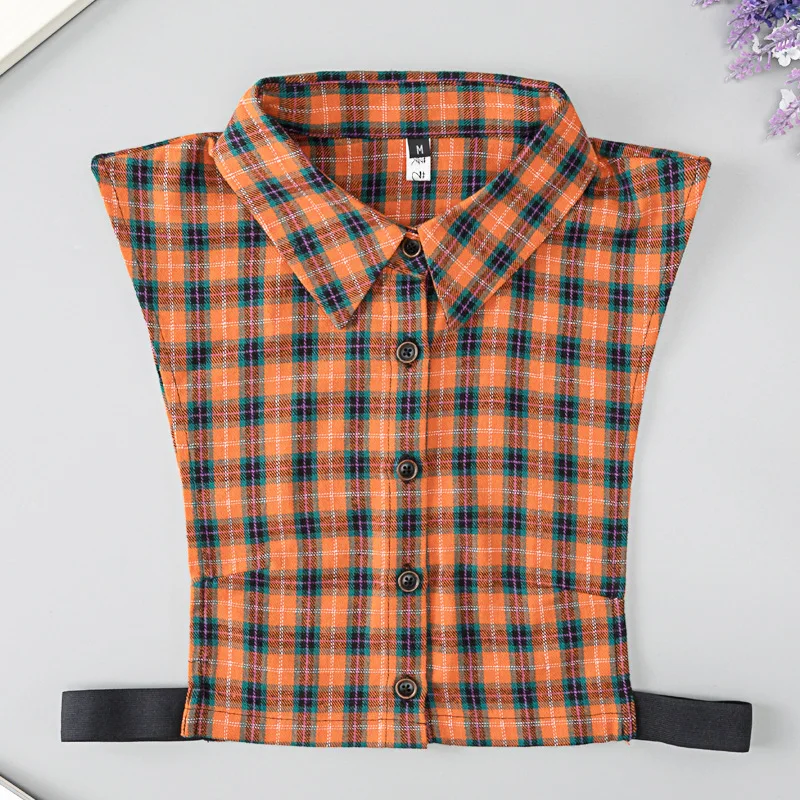 

New Adult Women Plaid Lapel Fake Collars for Mens Suit Detachable Shirt Collar Button Down False Shirt Blouse Collar Accessories