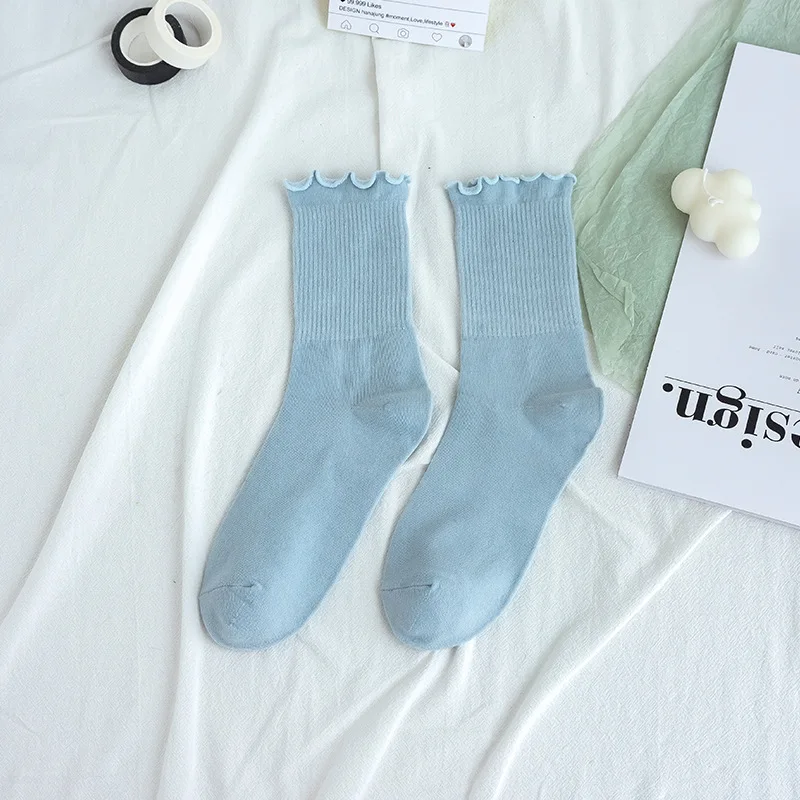 

5 Pairs/Lot Women Harajuku Short Socks Cotton Edge Loose Novelty Street Fashion Candy Color Soft Elastic Comfortable Hot Sell