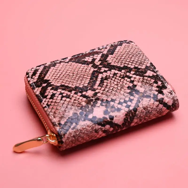 Fashion PU Leather Clutch Women Short Coin Purse Serpentine Money Bag Zipper Wallet Card Holder