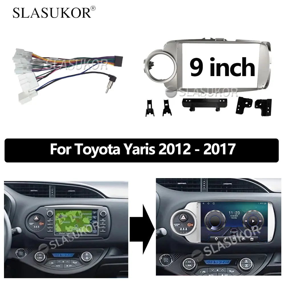 9-дюймовый аудио фитинг для Toyota Yaris 2012 2013-2017 кабель радио приборная панель GPS